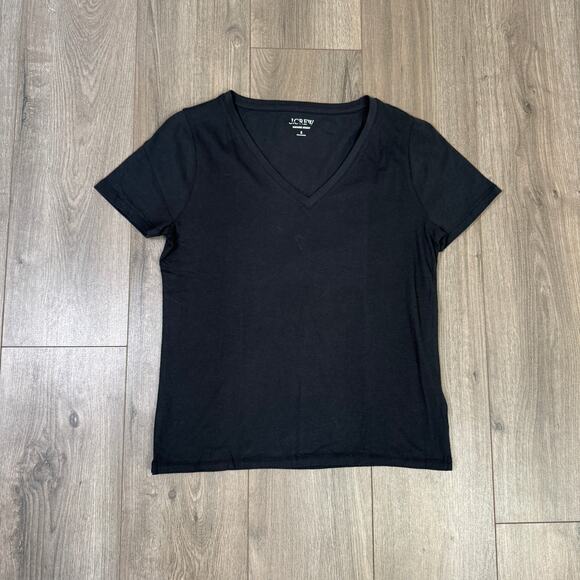 J.Crew Vintage Jersey Classic Fit V-Neck Tee WMNS S Black Short Sleeve Pullover - Picture 4 of 8